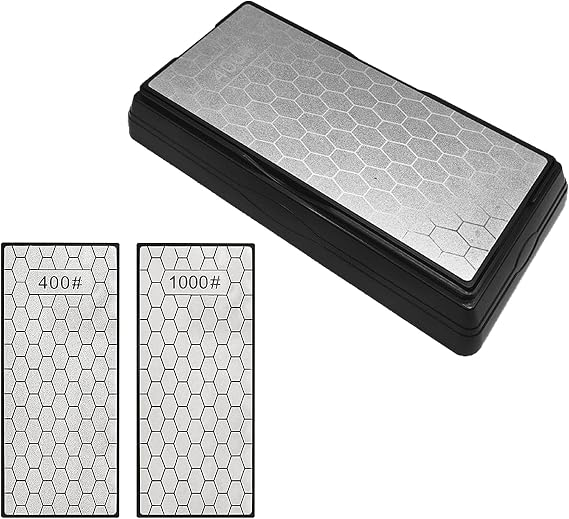 Double-Sided Diamond Sharpening Stone 400/1000 Grit Whetstone with Non-Slip Base Dust Cover Diamond Sharpening Stones for Knives Scissors Axes Chisel Sharpener Durable Sharpening Stone