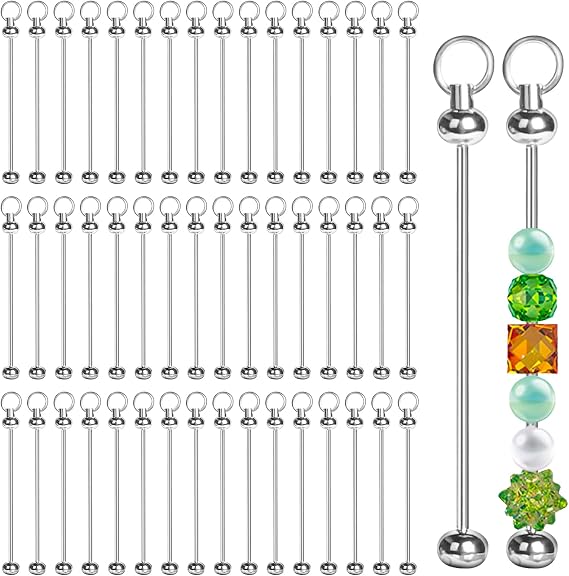 50 Pcs Bead Keyring Making Kit-Silver Blank Beaded Keychains for DIY Jewelry Keychains Making Accessories,can be use for Backpacks, keyrings, and Phone Charms