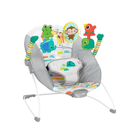Bright Starts Playful Paradise Comfy Baby Babywippe mit beruhigender Vibration und Spielzeug Unisex 0-6 Monate