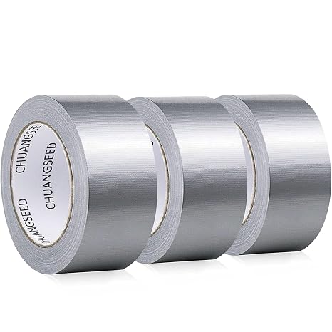 CHUANGSEED 3 Rolls of Grey Armoured Tape, Silver Fabric Tape, Waterproof Tape for Repairing, 210 mic x 50 mm x 27.4 m, Water Resistant Heavy Duty Duct Tape (3)