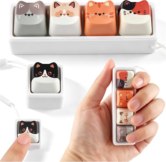 PLwelth 2Pcs Cute Cat Keyboard Fidget Toys, Clickeez Keyboard, Crisp Sound