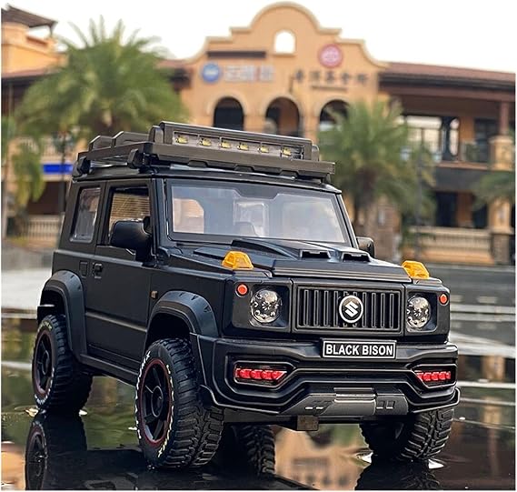 Scale Finished Model Car 1：18 Alloy Die-cast Car Model For Suzuki Jimny SUV Simulation Proportional Sound And Light Toy Car Miniature Replica Car (Color : Black)