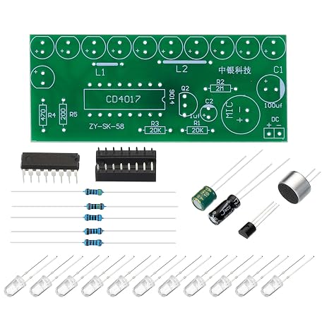 PATIKIL Soldering Practice Kit Board, 4 Set Electronics Kit Prototype PCB Board DIY Welding Circuit Voice Control LED Light for Competition Experiment, 4-12V