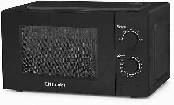 EMtronics 700W 20 Litre Microwave with Manual Control Dials - Black