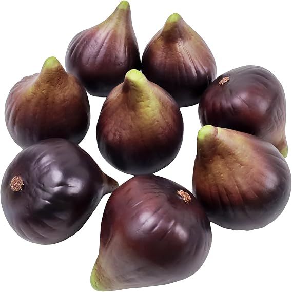 8 Pack Artificial Figs, Fake Fruit for Fruit Bowl Kitchen Decor