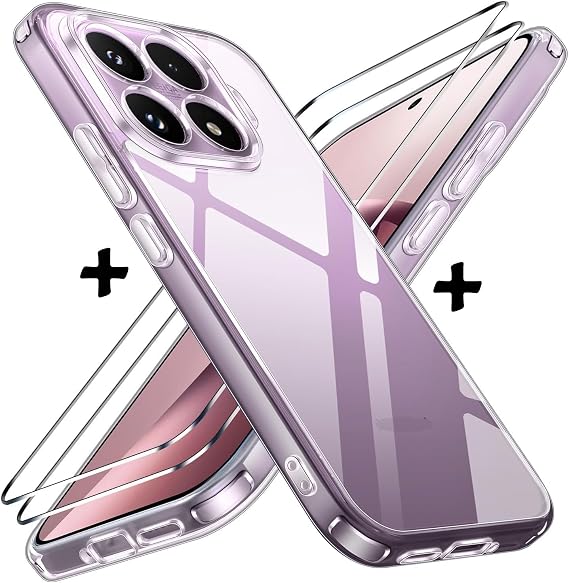 Xiaomi Mi 17T Pro Uyumlu Kılıf Kamera Çıkıntılı Korumalı Yumuşak Şeffaf Silikon + Ekran Koruyucu Cam Set