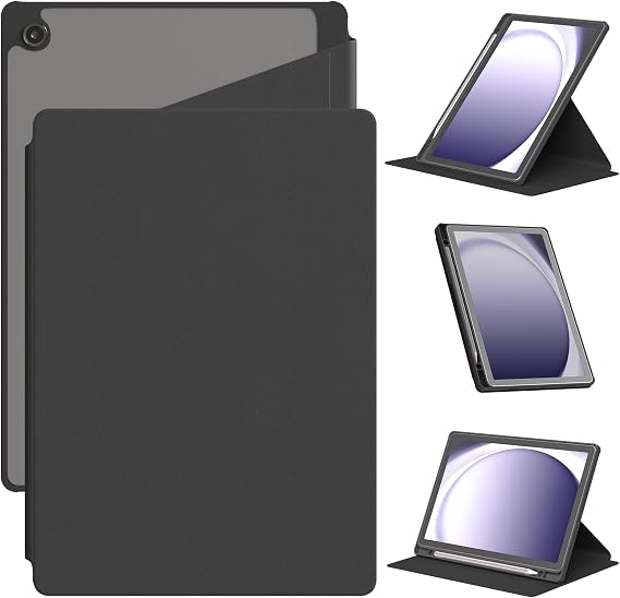 360° Rotating Tablet Case for Samsung Galaxy Tab A11 Plus 2025/A9 Plus 2023 11"(SM-X230/X236), Flip Cover with 3-Angle Stand, Shockproof, Slim &amp; Durable, Black