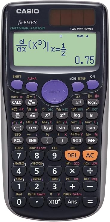 Casio Scientific Calculator, Math Natural Display, 441 Functions, 10 Digits, fx-915ES-BK, Black