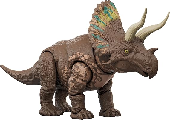 Mattel Jurassic World Big Action! Eotriceratops JGB93 Children's Figure, Dinosaur Toy, Moving, Large, Total Length: Approx. 14.0 inches 35.6 cm, Ages 4 and up, Brown