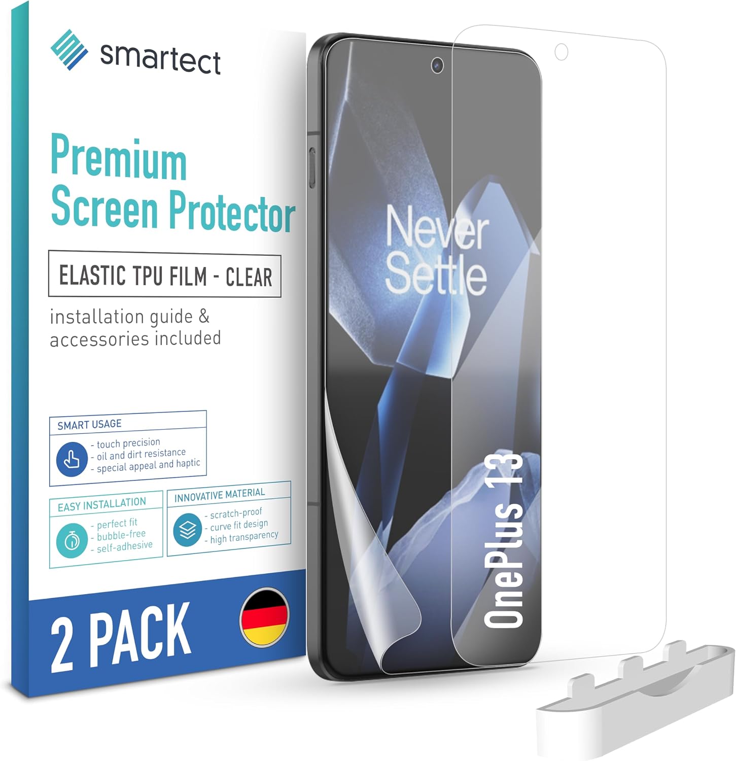 smartect TPU Screen Protector [2 Pieces, Clear] for OnePlus 13, Covers the entire Screen, Bubble-Free Protective Film, Anti-fingerprint