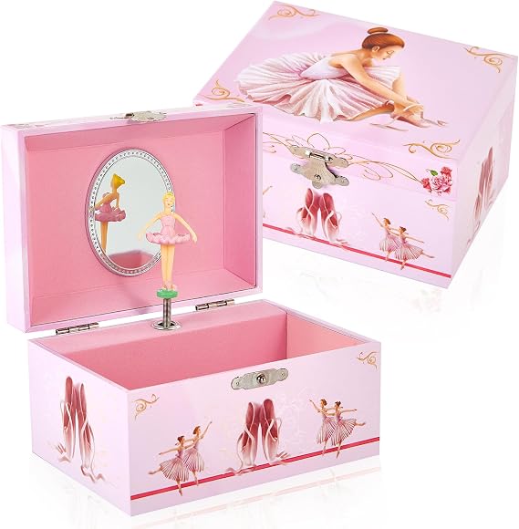 Girls Musical Jewellery Box with Spinning Ballerina,Ballet Music Box for Girls Jewel Storage,Christmas and Birthday Gifts for Kids