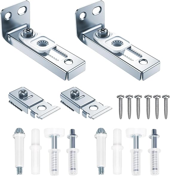 2-Pack Bifold Door Hardware Repair Kit - Fits 7/8" to 1" Tracks - Includes Top/Bottom Pivots, Brackets & Guide Wheels for Closet & Pocket Doors