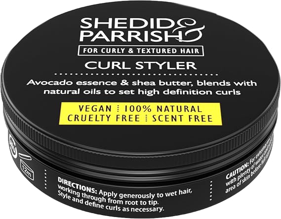 Shedid & Parrish Curl Cream – Curly Hair Styler for High Definition Curls – Natural Hold & Shine with Shea Butter – Heat & UV Protection, Paraben & Silicone Free, Natural, Vegan – Travel-Size (45ml)