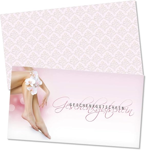 Gift voucher set. 10 x vouchers + envelopes. For foot care. Foot care vouchers blank to fill in yourself.