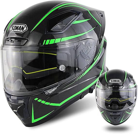 Motorcycle Carbon Fiber Full Face Helmet Dual Sun Visor Motorbike Modular Street Bike Crash MTB Helmets DOT/ECE Approved Lightweight Off-Road Helmet B,S=54-55CM