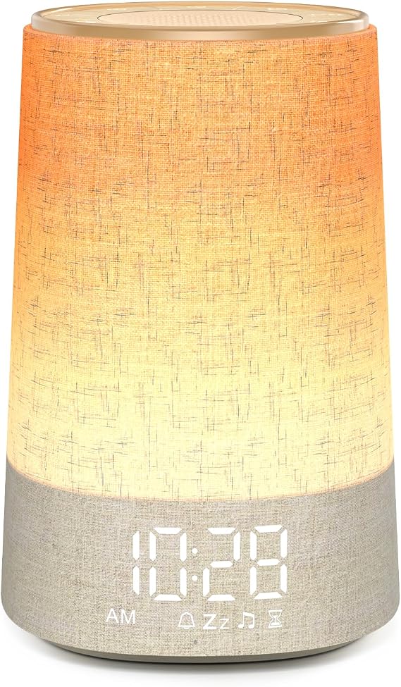 Sunrise Alarm Clock Wake Up Light, Dimmable Bedside Lamp with Sound Machine