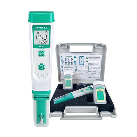 Apera Instruments EC20 EC20 Pocket Conductivity Meter (1% Accuracy, BPB Sensor, Temperature Display, Full Set)