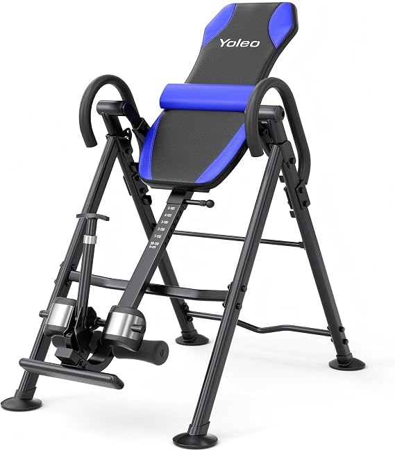 YOLEO Adjustable inversion bench foldable gravity trainer for therapy relieving back/neck pain 300 lbs