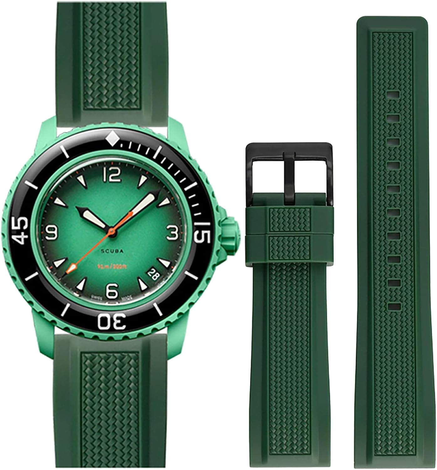 Stanchev Strap for Blancpain Swatch,22mm Soft Rubber Waterproof Replacement Strap for Blancpain x Swatch Fifty Fathoms Men Women Band with Install & Remove Tool Kit…