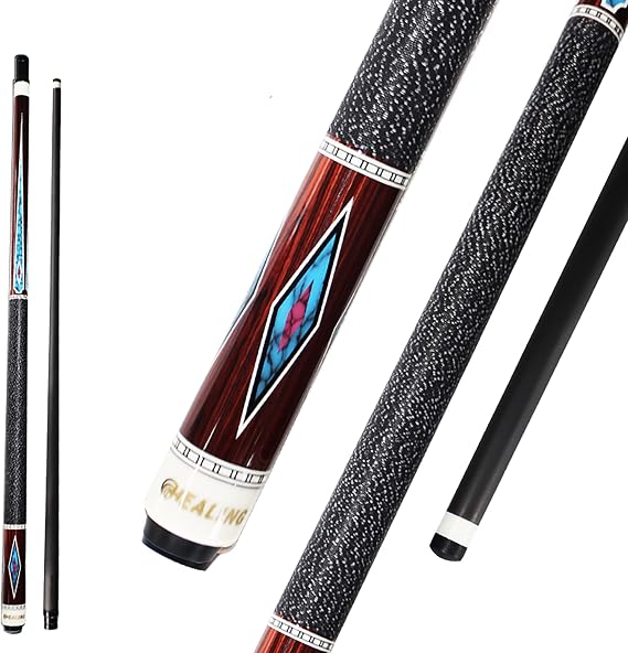 OKHEALING Carbon T700 Carbon Fiber Billiard Cue 12.4mm Multilayer Pigskin Tip XTC Sleeve Spool Handle 1/2 Joint Handmade Straight for 8 Ball/9 Ball 19-20oz with