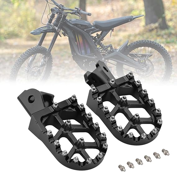 CNC Foot Pegs for Surron, Motorcycle Footpegs Foot Pedals Rests Compatible with Sur Ron Light Bee X S Segway X260 X160 Talaria Sting MX3 MX4 Talaria  Dirt Bike-Black