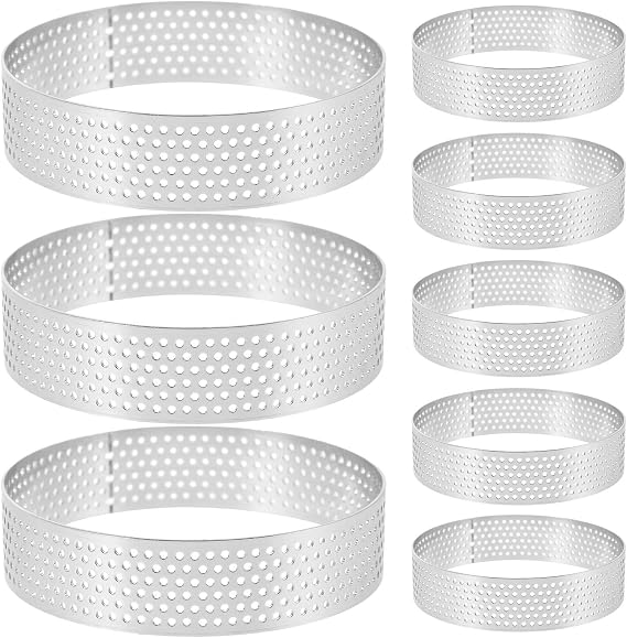 8pcs Cake Rings, Perforated 430 Stainless Steel Nonstick Molds