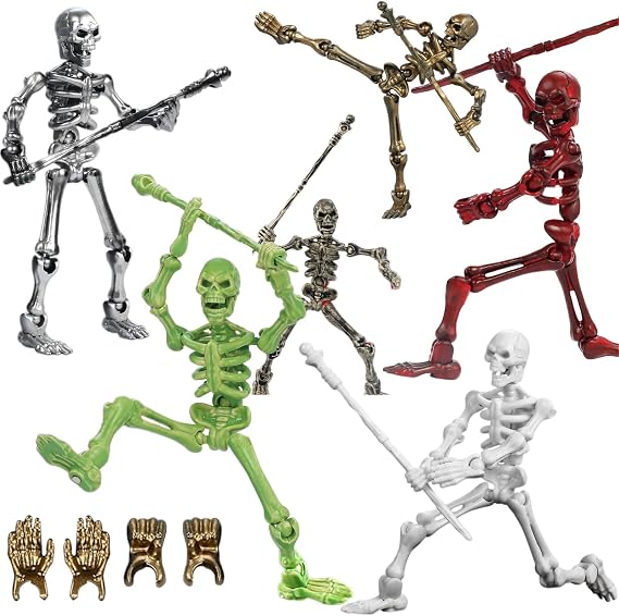 6 Pack T13 Action Figures Set, Skeletons for Halloween, Dummy 13, Titan 13 Skeleton Action Figure, Skeleton Toy 3D Printed Multi-Jointed Movable Skeleton Decor