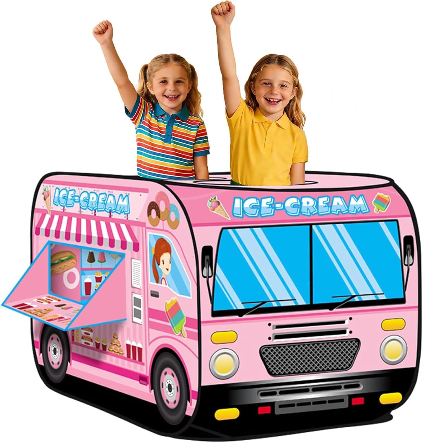 Ice Cream Truck Tent,Kids Foldable Tent Pop Up Kids with Carry Bag,Ice Cream Cart for Kids,Pop Up Play Tent,Ice Cream Shop,Car Tent for Kids 45x 27.6 x 29.5 Inches…