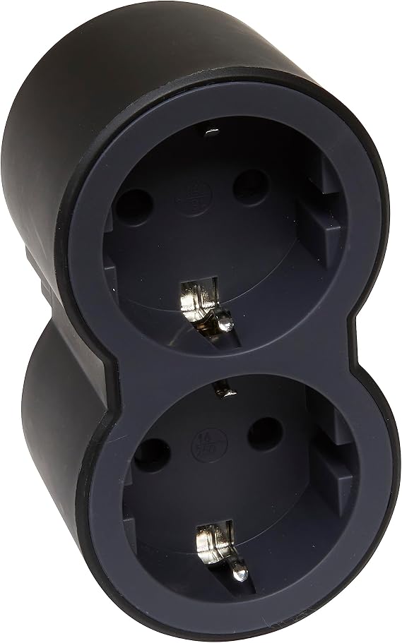 LEGRAND Adapters 2P+T, 2 Front Sockets, Thief, Black/Dark Gr 694517
