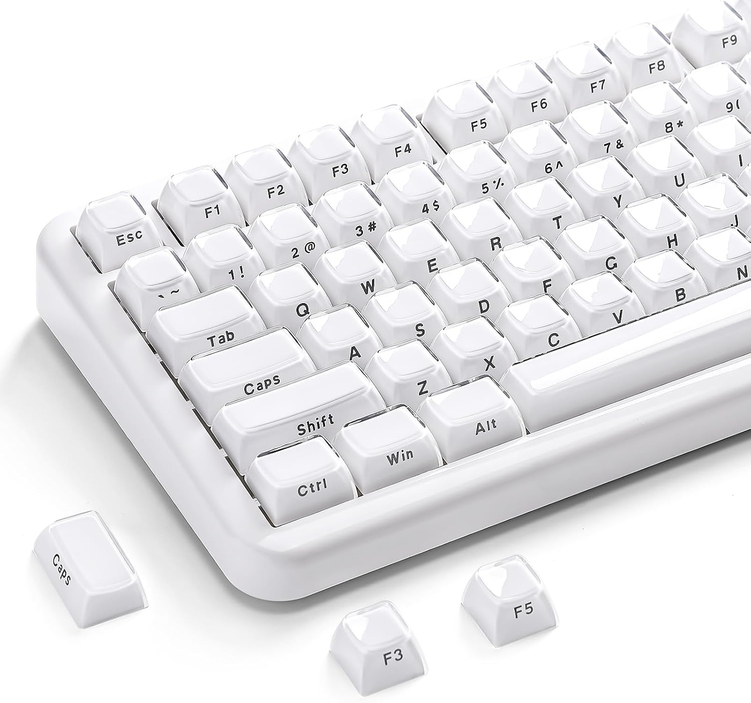 YUNZII Jelly PBT キーキャップセット、113キーカスタムキーキャップ、キーキャッププーラー付き、レーザーエッチングOEMプロファイルキーキャップ 65% 75% 96%フルサイズ対応 Cherry Gateron MXスイッチメカニカルキーボード用 ホワイト