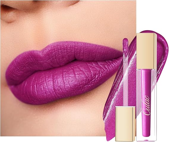 Oulac Matte Liquid Purple Lipstick for Women, Fuchsia Long Lasting Lip Gloss, Waterproof Highly Pigmented Creamy Formula Lipstick with Vitamin E, Vegan, 4.5ml (MS02)
