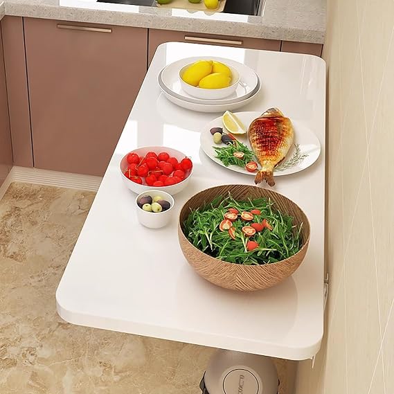 Floating Wall Mounted Fold Down Table for Kitchen Dining Room Bathroom Space Saving Mounted Folding Desk with Laundry Function (L90*W50cm)