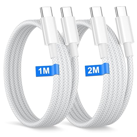 iPhone 15 16 17 18 USB Cable[1M+2M], 60W USB C Cable Fast Charging for iPhone 18 17 16 15 Pro Max/Pro/Air/Duo/Macbook/iPad, Nylon Braided Type C Charger Cable iPhone Cables USBC Apple
