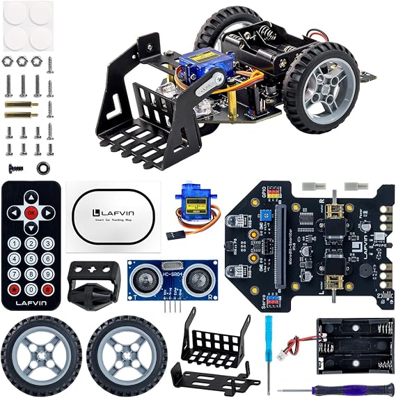 LAFVIN MicroBit Smart Robot Car for MakeCode and MicroPython STEM Learning Robot for Children and Beginners (without Microbit)
