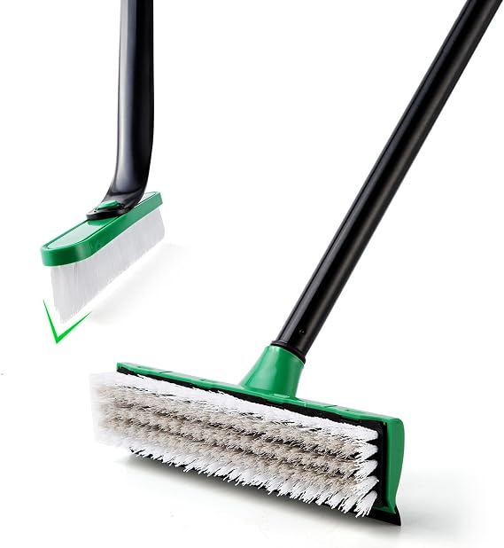 Eyliden 2 Pack Floor Scrubbing Brush with Long Handle and Built-in Scraper