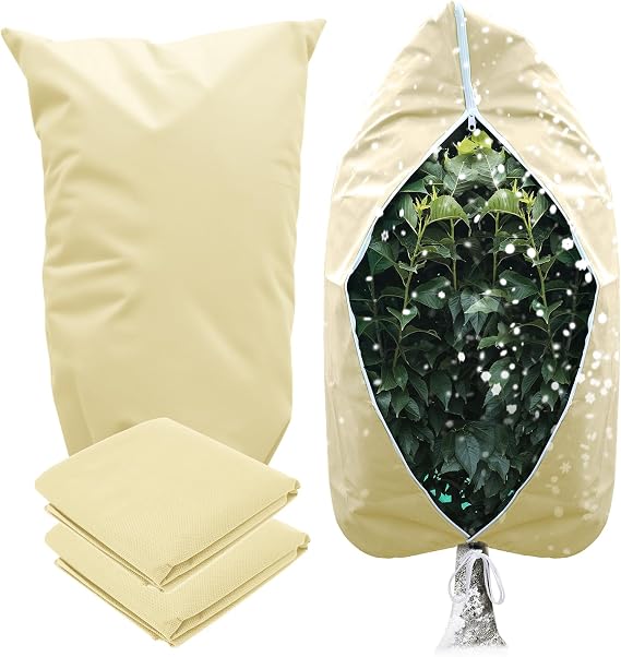 2 Packs Garden Fleece Frost Protection 80gsm 120x180CM – Plant Fleece for Plants Protection from Frost, Horticultural Fleece Bags with Zipper & Drawstring, Plant Covers for Outdoor Use