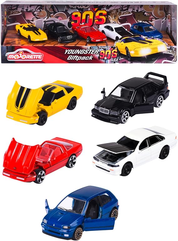 Majorette, 212052021, Majorette Youngster 90s 5 Li Araç Seti, Die-Cast (Metal), 7,5 cm, Açılabilir Parçalar, Lisanslı, Serbest Tekerlekli