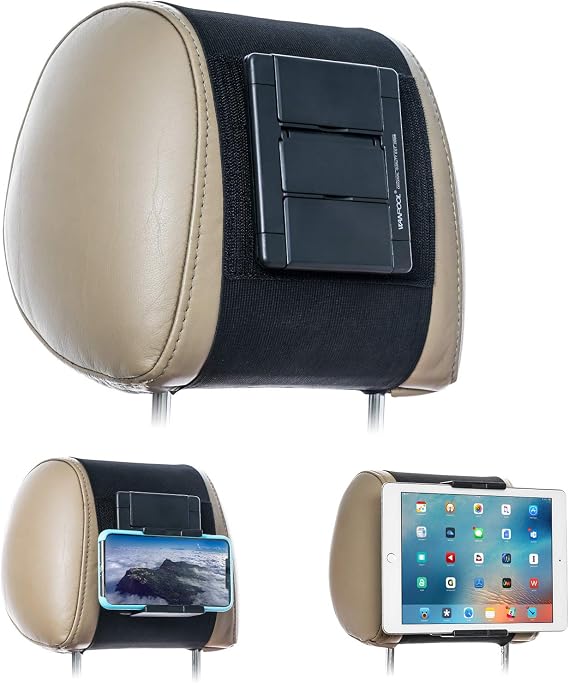 Car Headrest Mount Holder for Tablets and Phones with 5-10.5Inch Screens -Compatible with iPhone iPad Air Mini, Galaxy, Switch