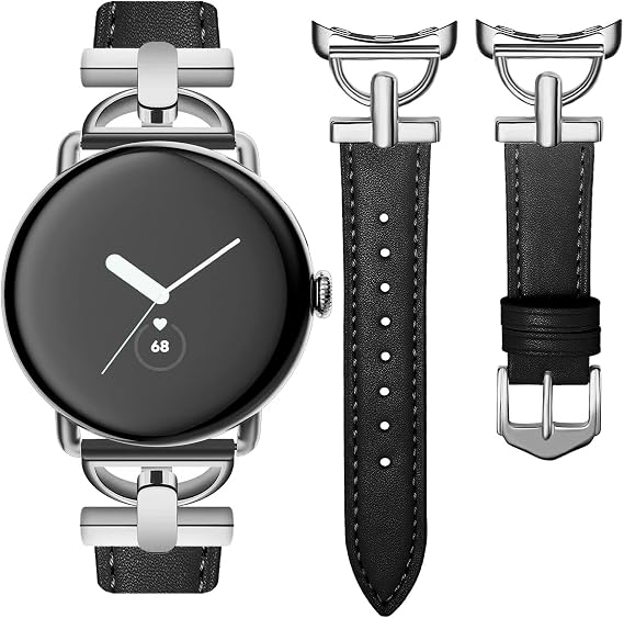 D型レザーバンド Google Pixel Watchバンド レディース ドレッシーレザーストラップ D型メタルバックル付き