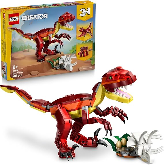 LEGO Creator 3’ü 1 Arada Vahşi Dinozor 31379 – 8 Yaş ve Üzeri Çocuklar için Velociraptor, Stegosaurus veya Pterosaura Dönüşebilen Yaratıcı Oyuncak Yapım Seti, Eğlenceli Hediye Fikri (283 Parça)