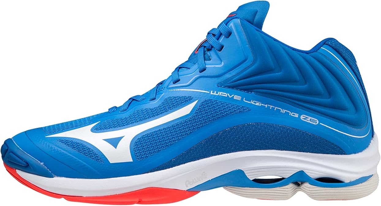 Mizuno Women's Wave Lightning Z6mid Volleyball Shoes French Blue White Ignition Red 50 UK