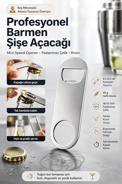 Transformacion Barmen Şişe Açacağı 18/10 304 Çelik Mini Barmen Hız Açacağı Profesyonel Gazoz Bira Şişe Açacağı Parmak Delikli Kompakt Cep Tipi Bar Ekipmanı Speed Opener Tasarım 723460