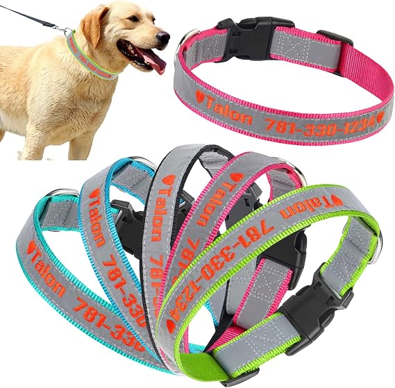 Personalised Reflective Dog Collar Embroidered Dog Collars