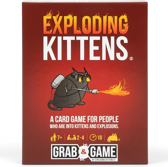 Exploding Kitten Grab and Game for 2-4 Players, Ages 7 and Up, Pocket