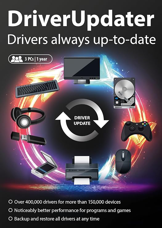 DriverUpdater keeps your device drivers up to date – driver updater software compatible with Windows 11, 10, 8 and 7 – License for 3 PCs for 1 years