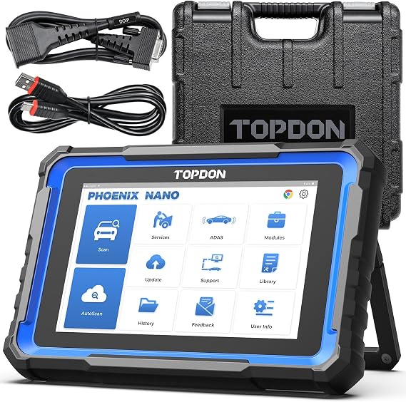 TOPDON Car diagnostic tool Phoenix Nano, 2025 ECU Coding Tool with Full System Diagnostic, 32+ Reset Service, Bi-Directional Control, support CAN FD/DoIP Protocols, FCA AutoAuth, 2 Years Free Updates