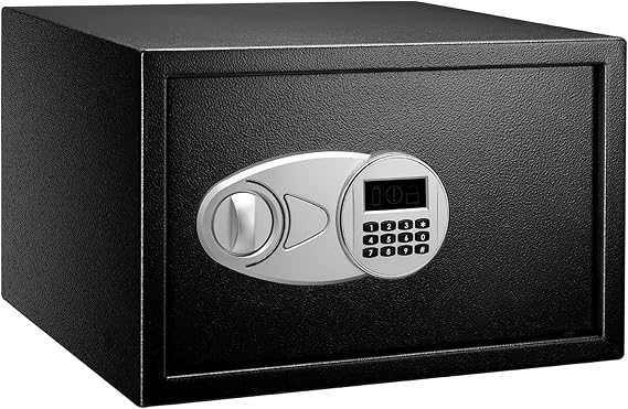 Amazon Basics Security Safe with Digital Keypad, Protects Money, Jewelry, ID Documents, 34 L, 43 cm x 37 cm x 27 cm, Black