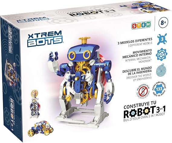 Xtrem Bots - Robotics Workshop | Robot for Kids | Kit 12 Robots in 1 | Robot Kids 8 Years old | Robotics for Children 10 Years old (Build your own 3 in 1 robot)