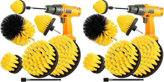 5pcs 1/4in Power Scrubber Drill Brush Set with Extender, Drill Scrub Brush for Cleaning Showers, Tubs, Bathroom, Tile, Grout, Carpet (5 Brushes) (Pack of 2)