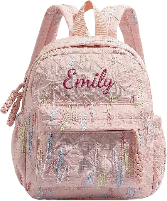 Personalised Toddler Backpack, Embroidered Girls Kids Backpack, 10L, Pink